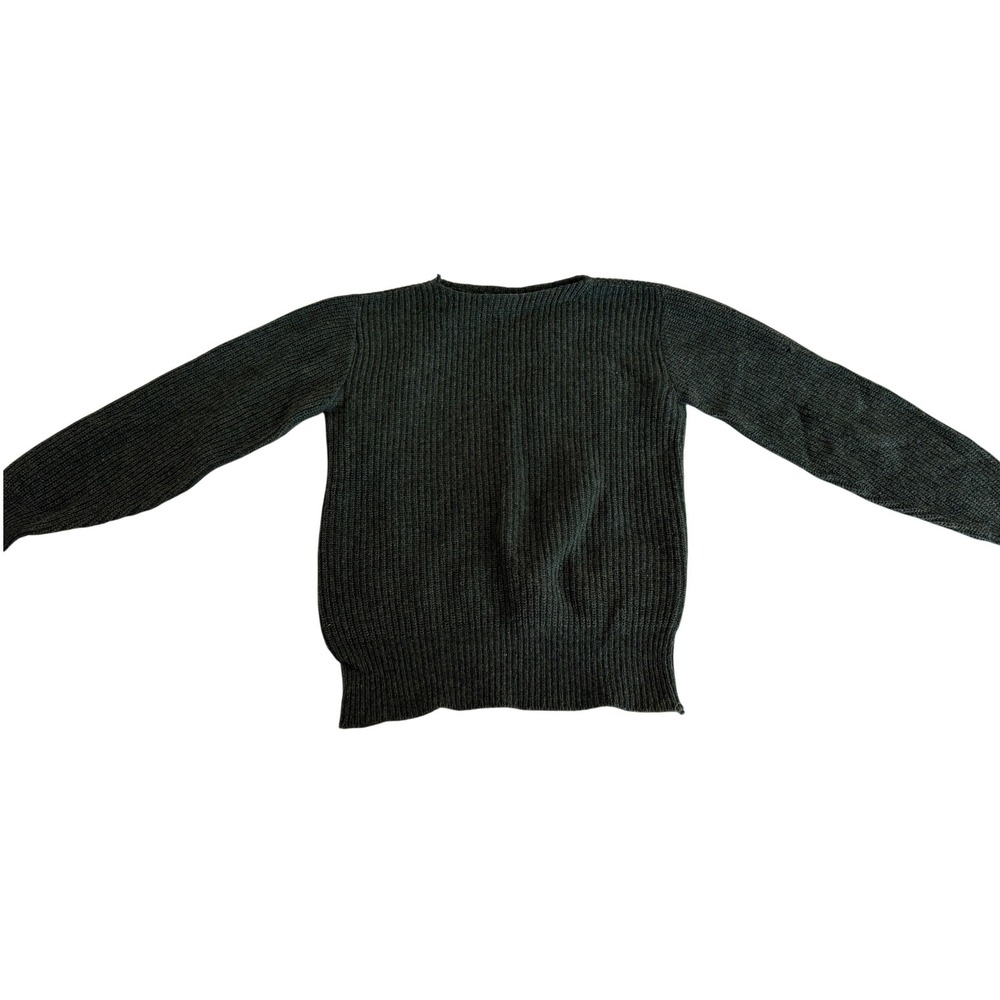 Vintage Bugatti Mens Forest Green Lambswool Blend Ribbed Knit Sweater 23"× 18.5"